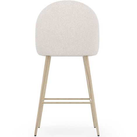 Tabouret En Bouclette Fausse Fourrure Tapissée - Boucles Blanches - Design scandinave - 66cm - Evelyne Blanc