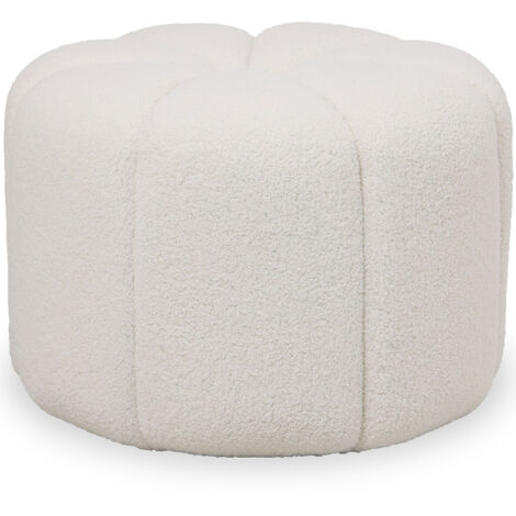 Privatefloor – Pouf rond rembourré en tissu bouclé – 52 cm x 52 cm x 37 cm – Design minimaliste en laine de mouton – Confort et élégance (1/5)