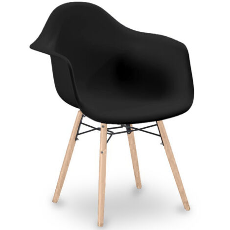Chaise de Salle à Manger Design Scandinave - Pieds en Bois - Nordika Noir (1/5)
