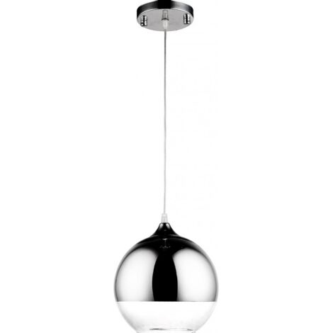 Lampe de plafond design en forme de boule - Lampe suspendue en métal chromé - Speculum Argenté (1/5)