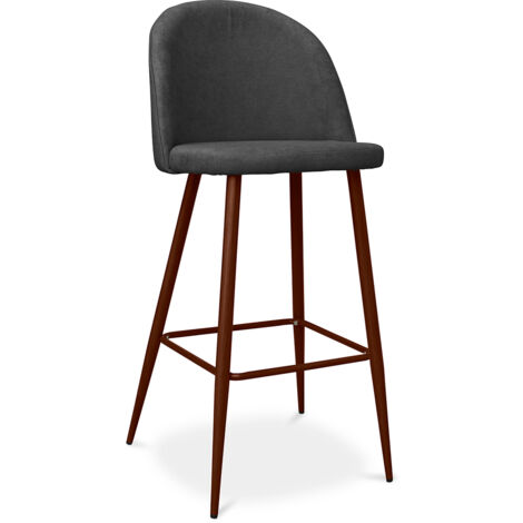 Tabouret rembourré en tissu - Design scandinave - 76cm - Evelyne Gris foncé