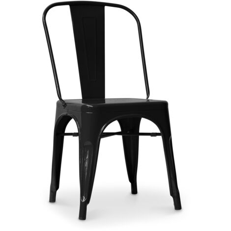 Chaise en acier de salle à manger - Design industriel - Nouvelle édition - Stylix Noir (1/5)
