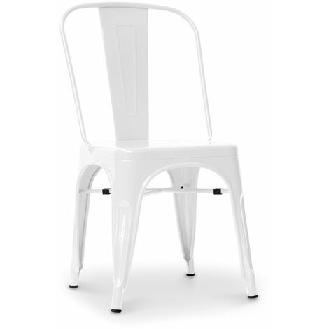 Chaise en acier de salle à manger - Design industriel - Nouvelle édition - Stylix Blanc (1/5)