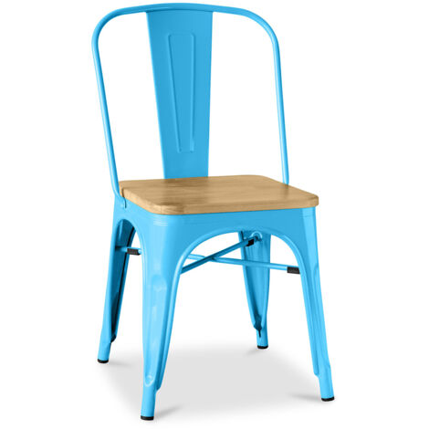 Chaise de salle à manger - Design industriel - Bois et acier - Stylix Turquoise (1/5)