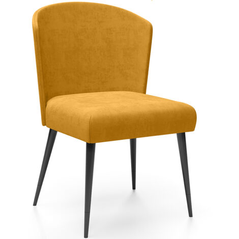 Chaise de Salle à Manger - Revêtue de Velours - Kirna Jaune (1/4)