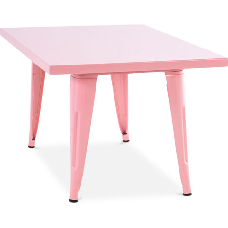 Table carrée pour enfants - Industriel - Métal - 60cm - Stylix Rose
