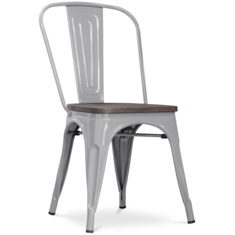 Privatefloor – Chaise de salle à manger en bois dur et acier – Design industriel – Légère et facilement déplaçable – Dimensions 48x45x84.5cm (1/5)