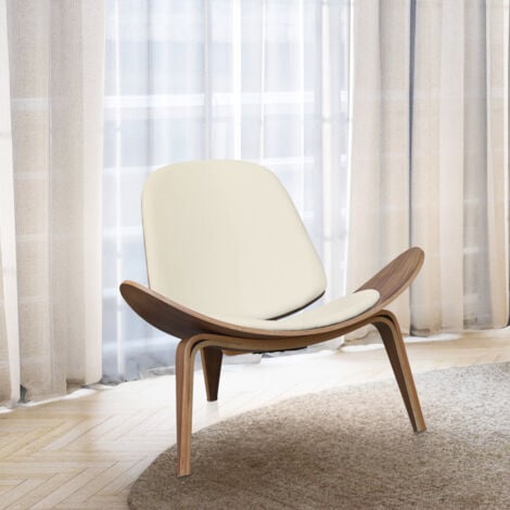 Fauteuil design - Fauteuil scandinave - Revêtement en similicuir - Lucy Orange