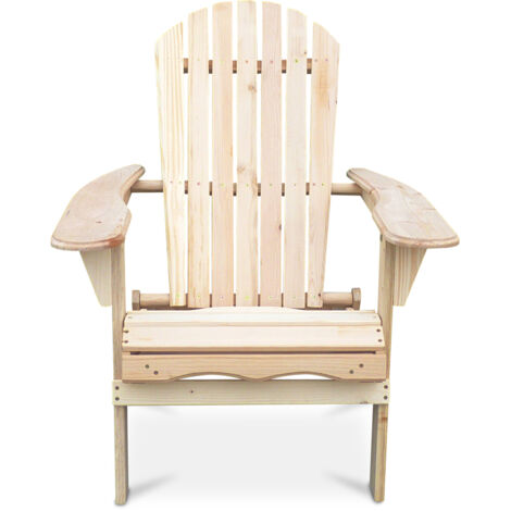Chaise d'extérieur en bois avec accoudoirs - Chaise de jardin Adirondack - Adirondack Bois naturel clair
