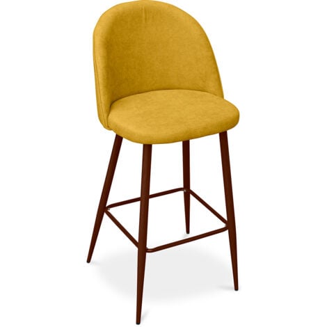 Tabouret rembourré en tissu - Design scandinave - 76cm - Evelyne Beige