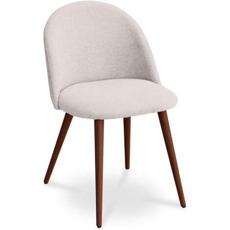 Privatefloor – Chaise de salle à manger scandinave tapissée en tissu crème – Dimensions 57x50x79cm – Confortable et résistante pour intérieur (1/5)