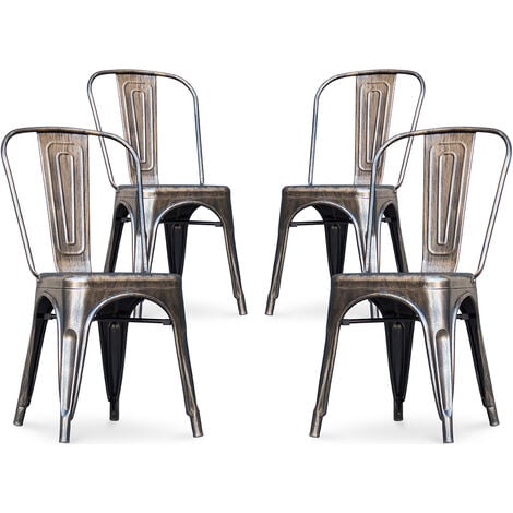 Lot de 4 chaises de salle à manger - Design industriel - Nouvelle édition - Stylix Bronze métallisé