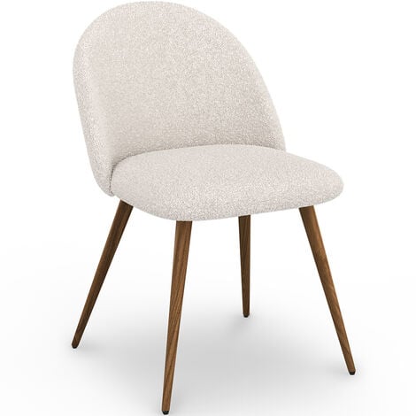 Chaise de salle à manger - Tapissée en tissu bouclé - Scandinave - Evelyne Blanc