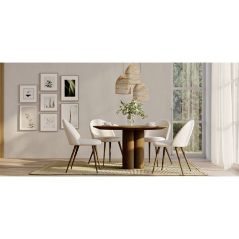 Chaise de salle à manger - Tapissée en tissu bouclé - Scandinave - Evelyne Blanc