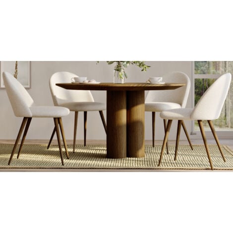 Chaise de salle à manger - Tapissée en tissu bouclé - Scandinave - Evelyne Blanc