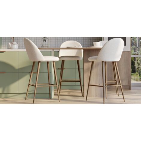 Tabouret tapissé en tissu bouclé - Design scandinave - Evelyne Blanc