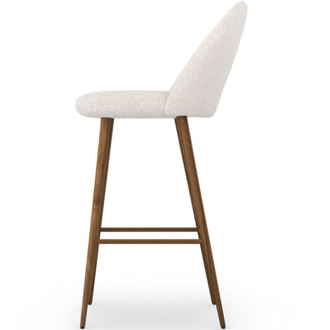 Tabouret tapissé en tissu bouclé - Design scandinave - Evelyne Blanc