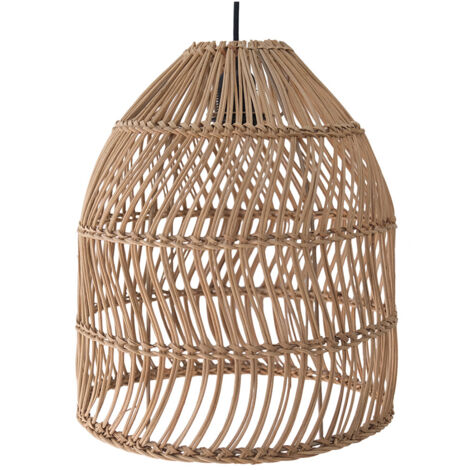 Privatefloor – Lampe suspendue en rotin naturel tressé – Style Boho Bali – Dimensions 30x30x40cm – Pour éclairage intérieur – Motifs lumineux décoratifs