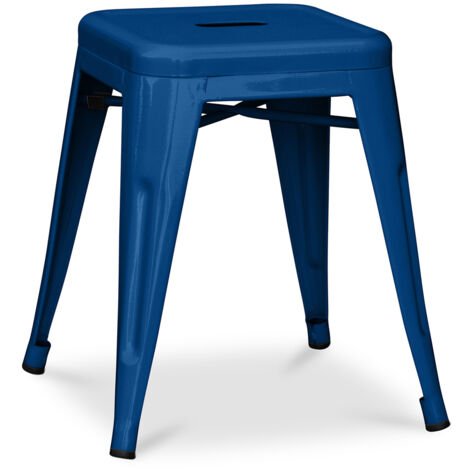 Tabouret Design Industriel - 45cm - Nouvelle Edition - Stylix Bleu foncé