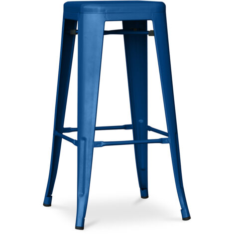 Tabouret de bar - Design industriel - 76cm - Nouvelle édition- Stylix Bleu foncé