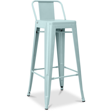 Privatefloor – Tabouret de bar avec dossier 76 cm – Structure 100% métal – Design industriel pour cuisines et bars – Confort ergonomique