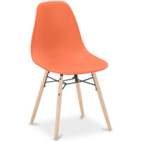 Chaise de Salle à Manger - Design Scandinave - Pieds en Bois - Skögur Orange