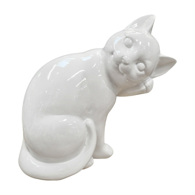 Figurine de chat blanc avec fille endormie 7,6 cm - Petites