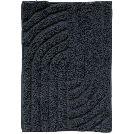 Tapis de salle de bain 40 x 60 cm en coton gris avec motifs - WALDO (1/5)