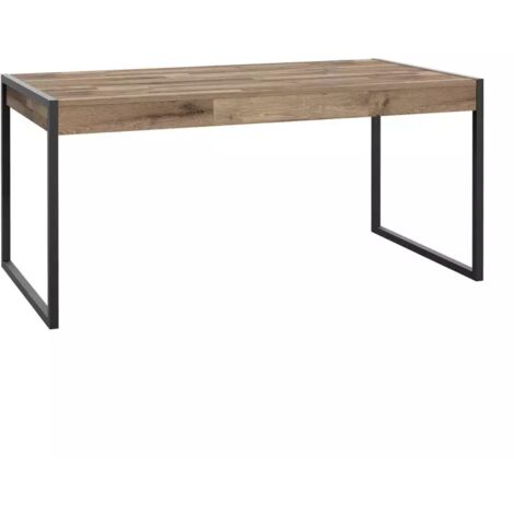 Table 166 cm 2 tiroirs décor bois recyclé et métal noir - APACHE (1/5)