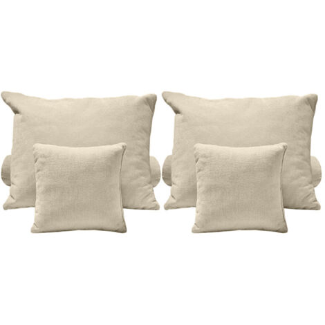 Set 6 coussins décoratifs pour lit tissu doux écru 3 tailles - SKY (1/5)