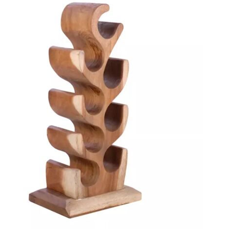 Porte bouteille en bois de suar massif H.77 cm – 8 espaces de rangement – Design élégant pour salon, cave ou bureau – Meubletmoi