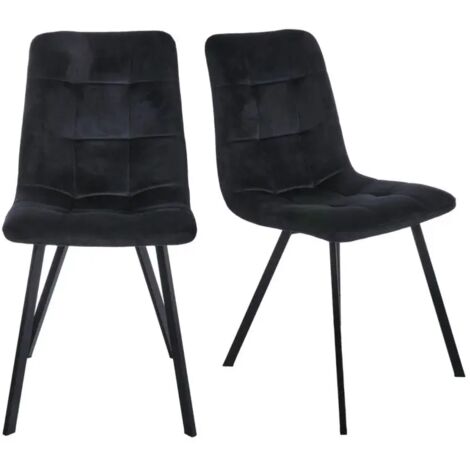 Lot de 2 chaises en velours noir avec piètement métal noir - NAMI (1/5)