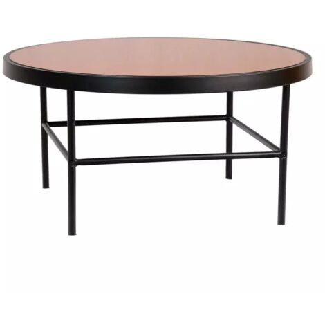 Table basse ronde 80 cm en verre cuivré et pieds métal - GILO 1785 (1/5)