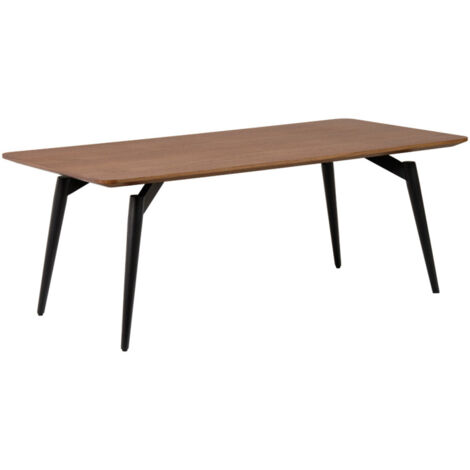 Table basse 120 cm plaquée bois de noyer et pieds métal noir - CARSON (1/5)