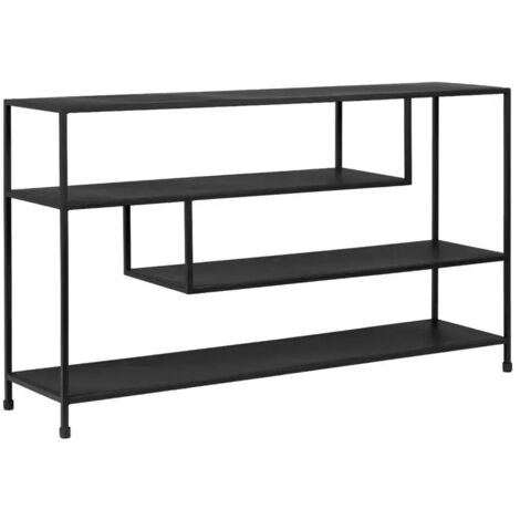 Console 140 cm avec 3 étagères déstructurées en métal noir - PAMELA (1/5)