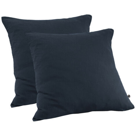 Lot 2 taies d'oreillers 60x60 double gaze de coton bleu nuit - PEPA 1
