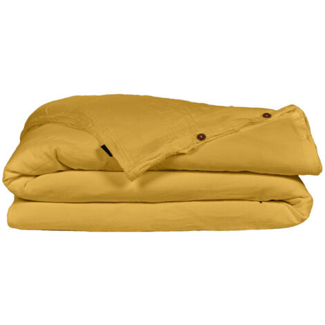 Housse de couette gaze de coton double 140 x 200 cm jaune - PEPA 1 (1/5)