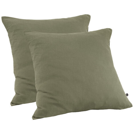 Lot 2 taies d'oreillers 60x60 cm double gaze de coton vert - PEPA 1