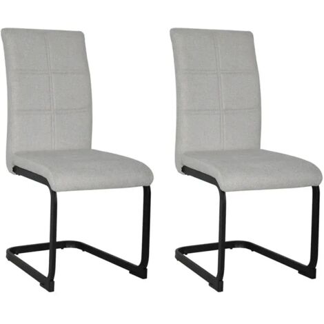 Lot de 2 chaises en tissu écru et pied luge en métal noir - VERDI (1/5)