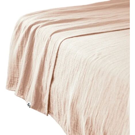 Drap plat 240 x 300 cm en double gaze de coton rose - PEPA (1/4)