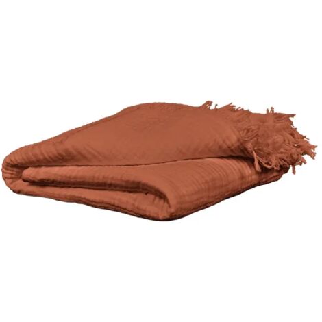 Plaid 130 x 160 cm en quadruple gaze de coton terracotta - PEPA 1