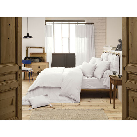 Drap housse 180 x 200 x 30 cm double gaze de coton blanc - PEPA 4