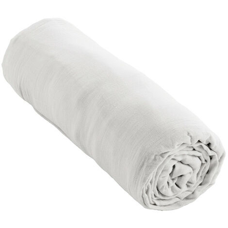 Drap housse 180 x 200 x 30 cm double gaze de coton blanc - PEPA 4