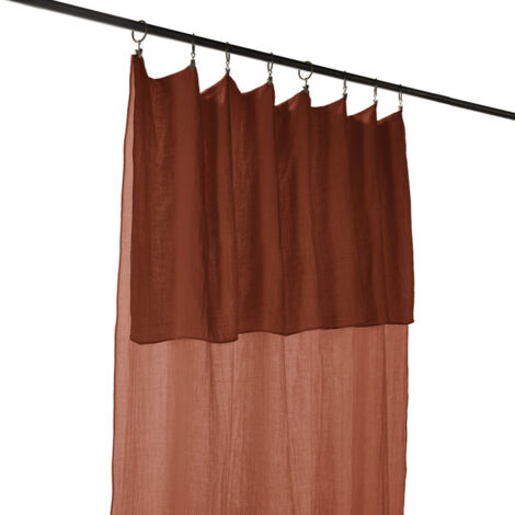 Rideau ajustable 140 x 300 cm double gaze de coton terracotta - PEPA (1/5)