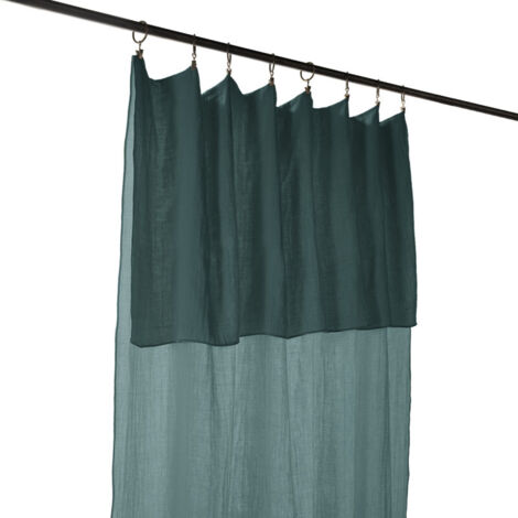 Rideau ajustable 140 x 300 cm double gaze de coton bleu canard - PEPA (1/5)