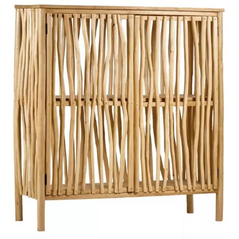 Armoire 2 portes en bois de teck et bois flotté H. 140 cm - MARIANO (1/5)
