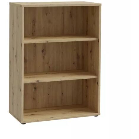 Bibliothèque H. 115 cm 3 niveaux décor chêne rustique - MANOLO (1/5)