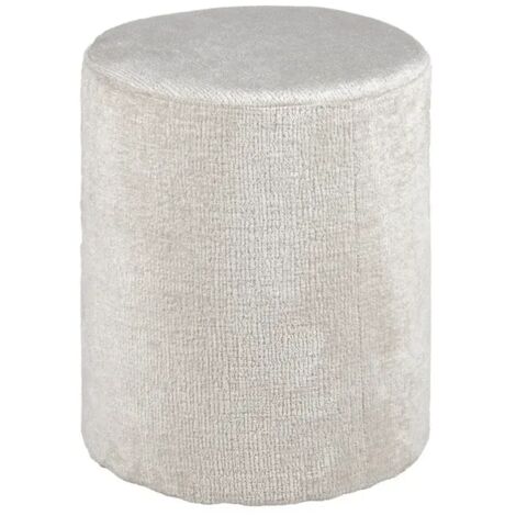 Pouf / Repose pieds rond en tissu côtelé écru D. 33 cm - ELLIE (1/4)