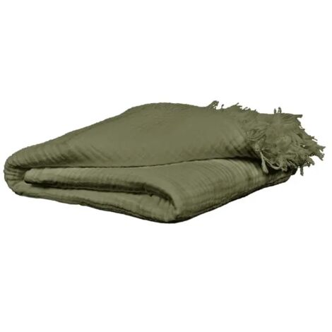Plaid 180 x 220 cm en quadruple gaze de coton vert - PEPA 2 (1/5)