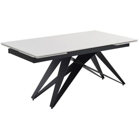 Table extensible 180/260 cm céramique blanc pied géométrique - OREGON 03 (1/5)